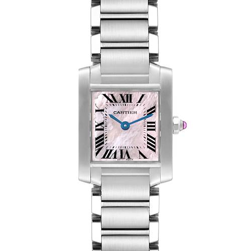 Photo of Cartier Tank Francaise Pink Mother of Pearl Dial Steel Ladies Watch W51028Q3