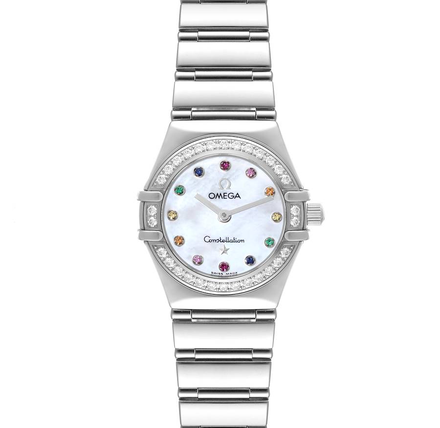 Omega Constellation Iris Steel Multi Stone Mother Of Pearl Dial Ladies Watch 1460.79.00 SwissWatchExpo