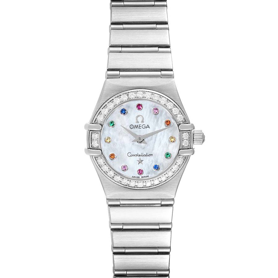 Omega Constellation Iris Steel Multi Stone Mother of Pearl Diamond Ladies Watch 1460.79.00 SwissWatchExpo