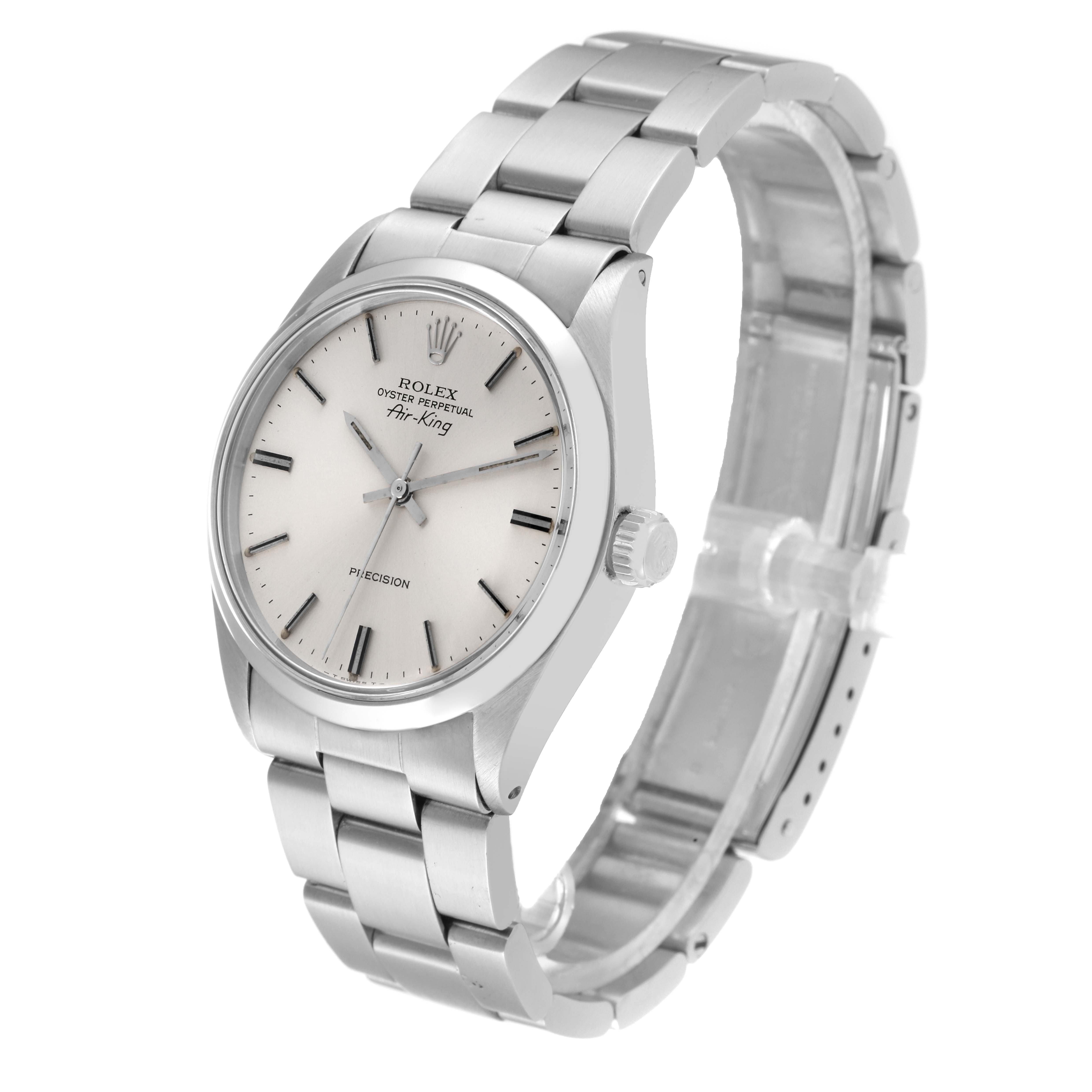 The Rolex Vintage Collection 5500 Men's Stainless Steel Silver Dial 5500 Men's Stainless Steel Silver Dial watch is shown from a three-quarter angle, displaying the face, bezel, and bracelet.