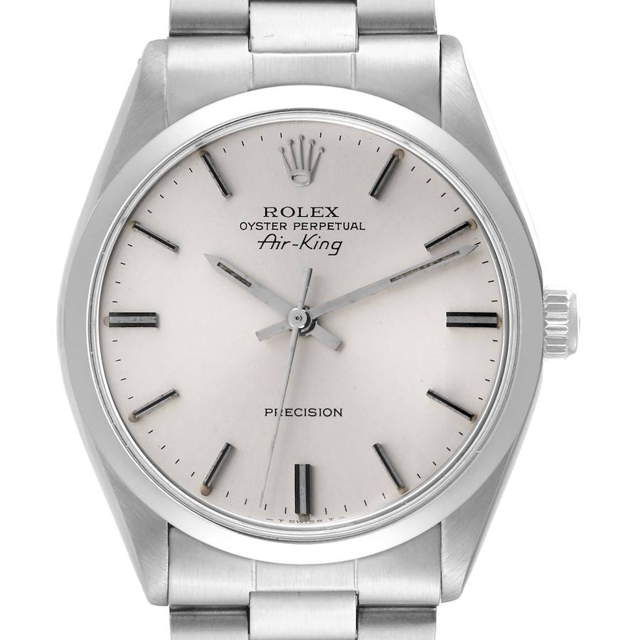 Rolex Air King Precision Silver Dial Vintage Steel Mens Watch 5500 Papers SwissWatchExpo