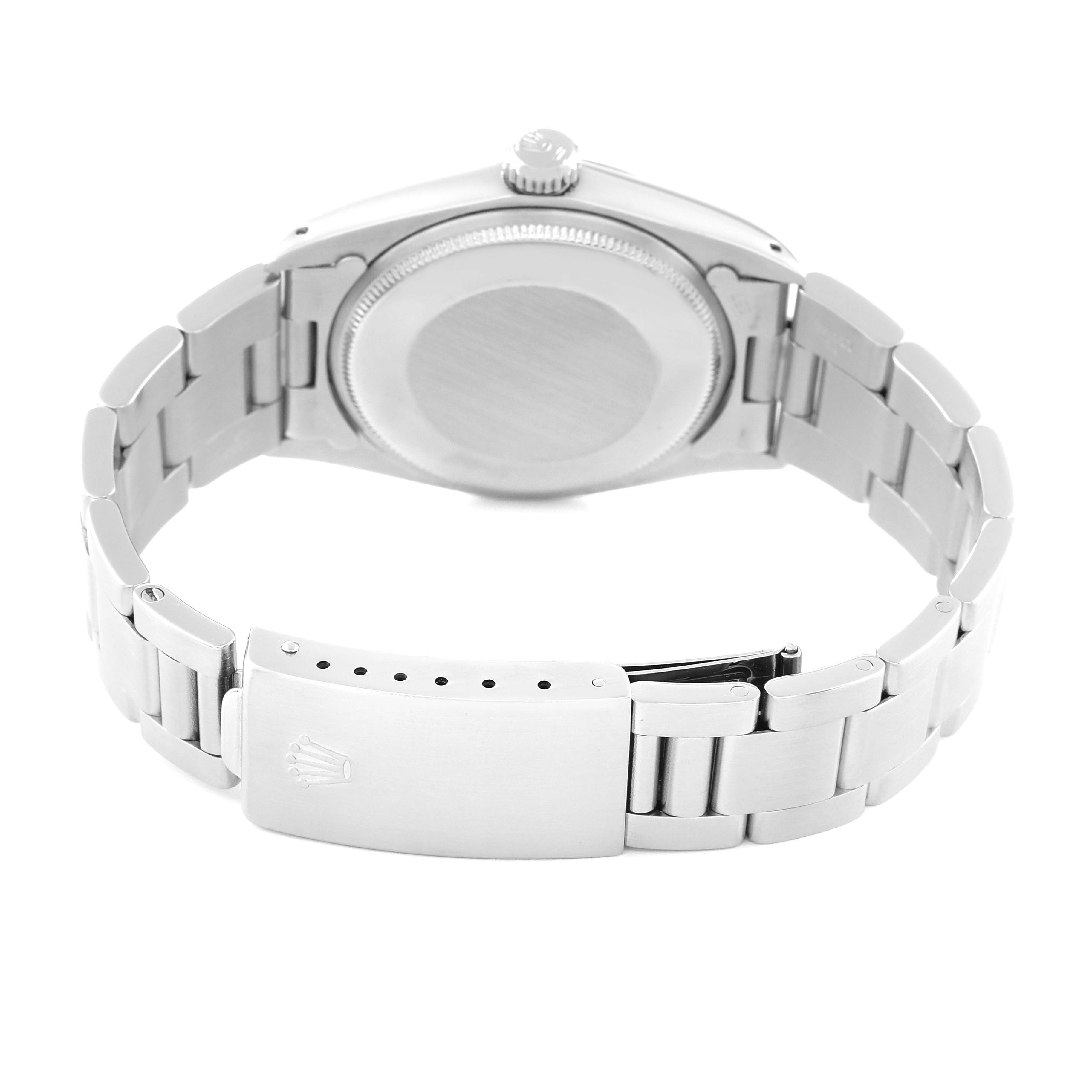 The image shows the back and clasp of a Vintage Collection model Rolex watch from a rear angle.