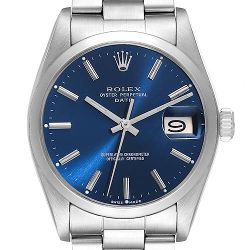 Photo of Rolex Date Blue Dial Vintage Steel Mens Watch 1500
