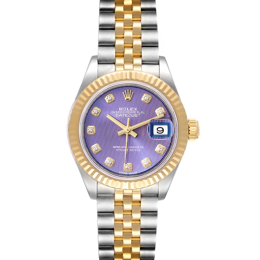 Rolex Datejust 28 Steel Yellow Gold Lavender Diamond Dial Ladies Watch 279173 SwissWatchExpo
