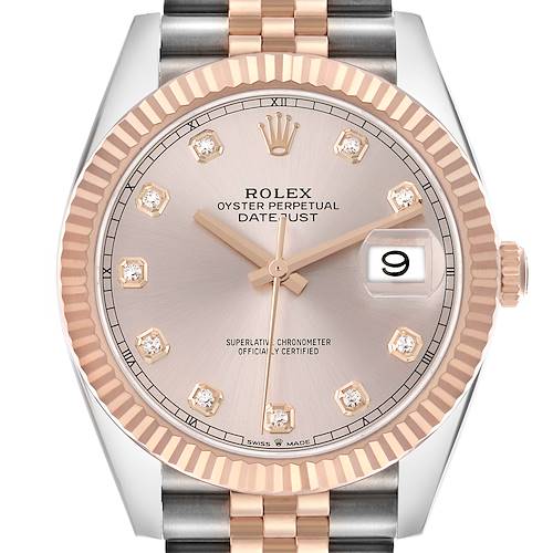 Photo of Rolex Datejust 41 Steel Everose Gold Sundust Diamond Dial Mens Watch 126331