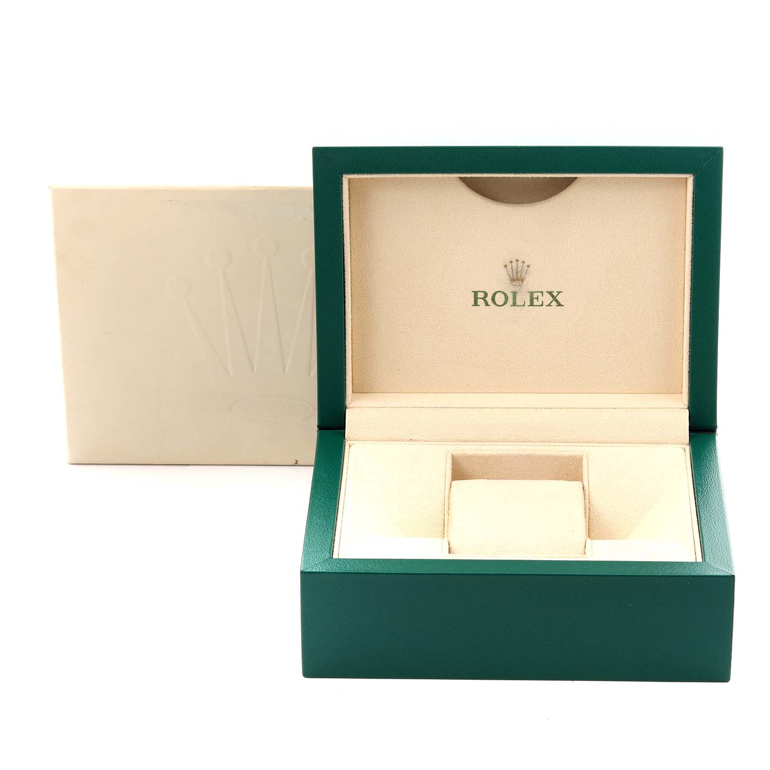 The image shows an open green box for the Rolex Datejust 41 116333 Men's Steel and Gold (two tone) Grey Dial 116333 Men's Steel and Gold (two tone) Grey Dial, featuring the brand logo inside.