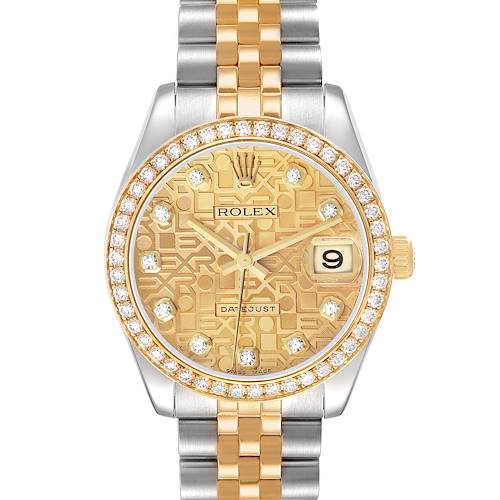 Photo of Rolex Datejust Midsize 31 Steel Yellow Gold Diamond Ladies Watch 178383 Box Card