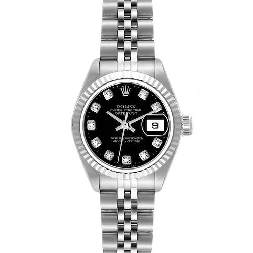 Photo of Rolex Datejust Steel White Gold Black Diamond Dial Ladies Watch 69174 Papers