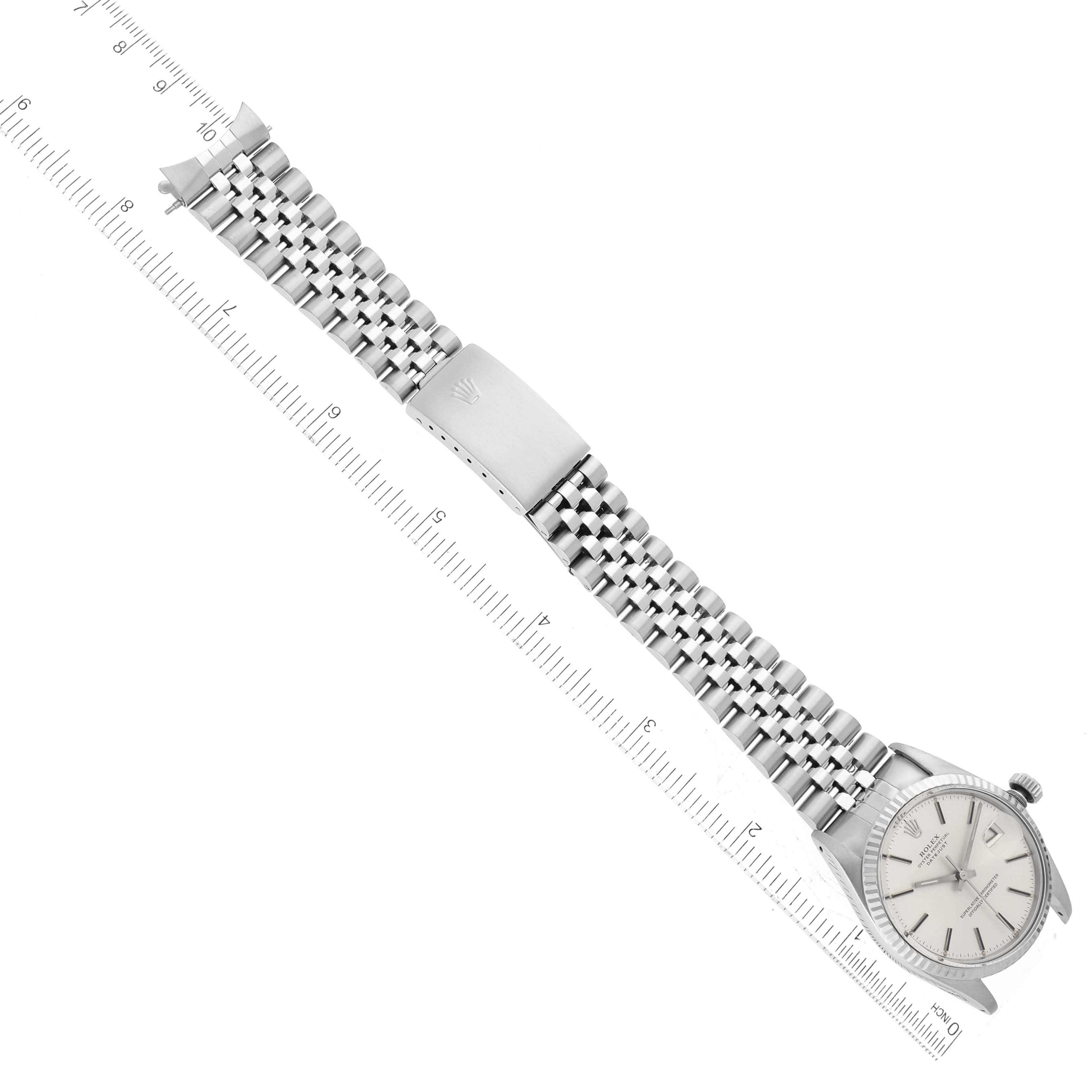 The Rolex Vintage Collection 16014 Men's Stainless Steel Silver Dial 16014 Men's Stainless Steel Silver Dial watch is shown from a top-down angle, displaying the face, bezel, and full bracelet.