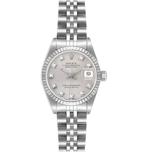 Photo of Rolex Datejust Steel White Gold Silver Diamond Dial Ladies Watch 69174