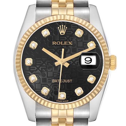 Photo of Rolex Datejust Steel Yellow Gold Diamond Anniversary Dial Mens Watch 116233