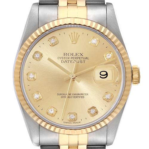 Photo of NOT FOR SALE Rolex Datejust Steel Yellow Gold Diamond Dial Mens Watch 16233 Box Papers PARTIAL PAYMENT