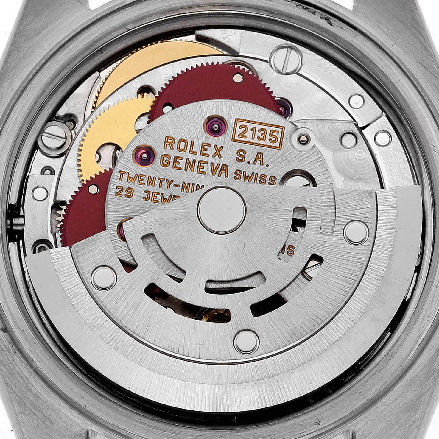 The image shows the movement of a Rolex Datejust 69173 Women's Steel and Gold (two tone) White Dial 69173 Women's Steel and Gold (two tone) White Dial watch, highlighting its internal mechanical components.