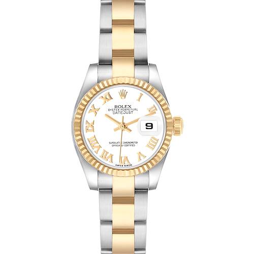 Photo of Rolex Datejust Steel Yellow Gold White Roman Dial Ladies Watch 179173