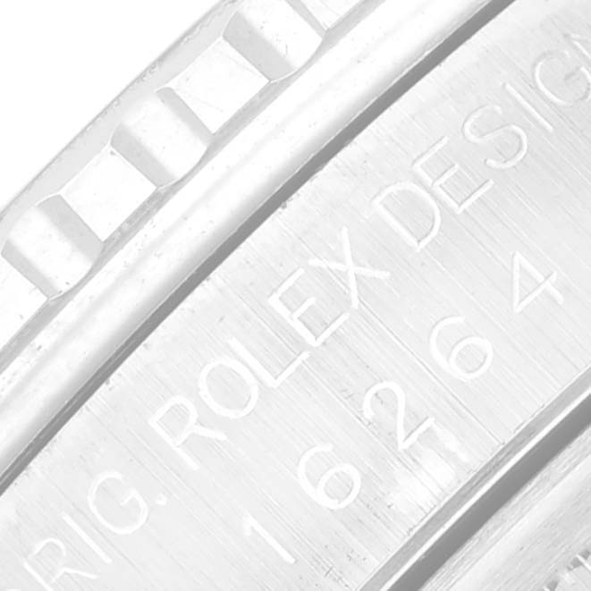 The close-up image shows the edge of the bezel and part of the case back of the Rolex Turn-o-Graph 16264 Men
s Stainless Steel Black Dial 16264 Men
s Stainless Steel Black Dial, highlighting the engraving.