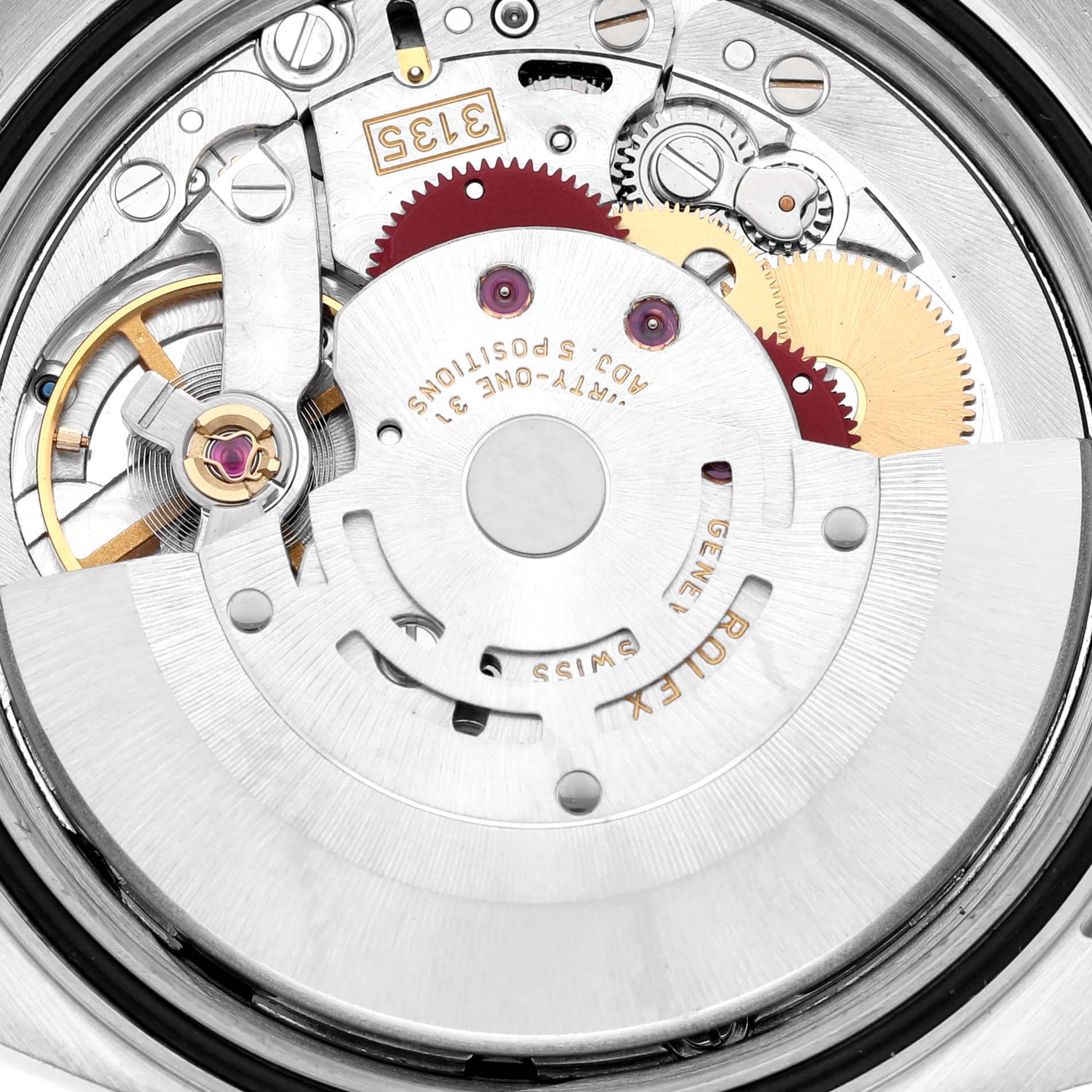 This image shows the intricate internal mechanism of the Rolex Turn-o-Graph 16264 Men
s Stainless Steel Black Dial 16264 Men
s Stainless Steel Black Dial watch, photographed from the back.