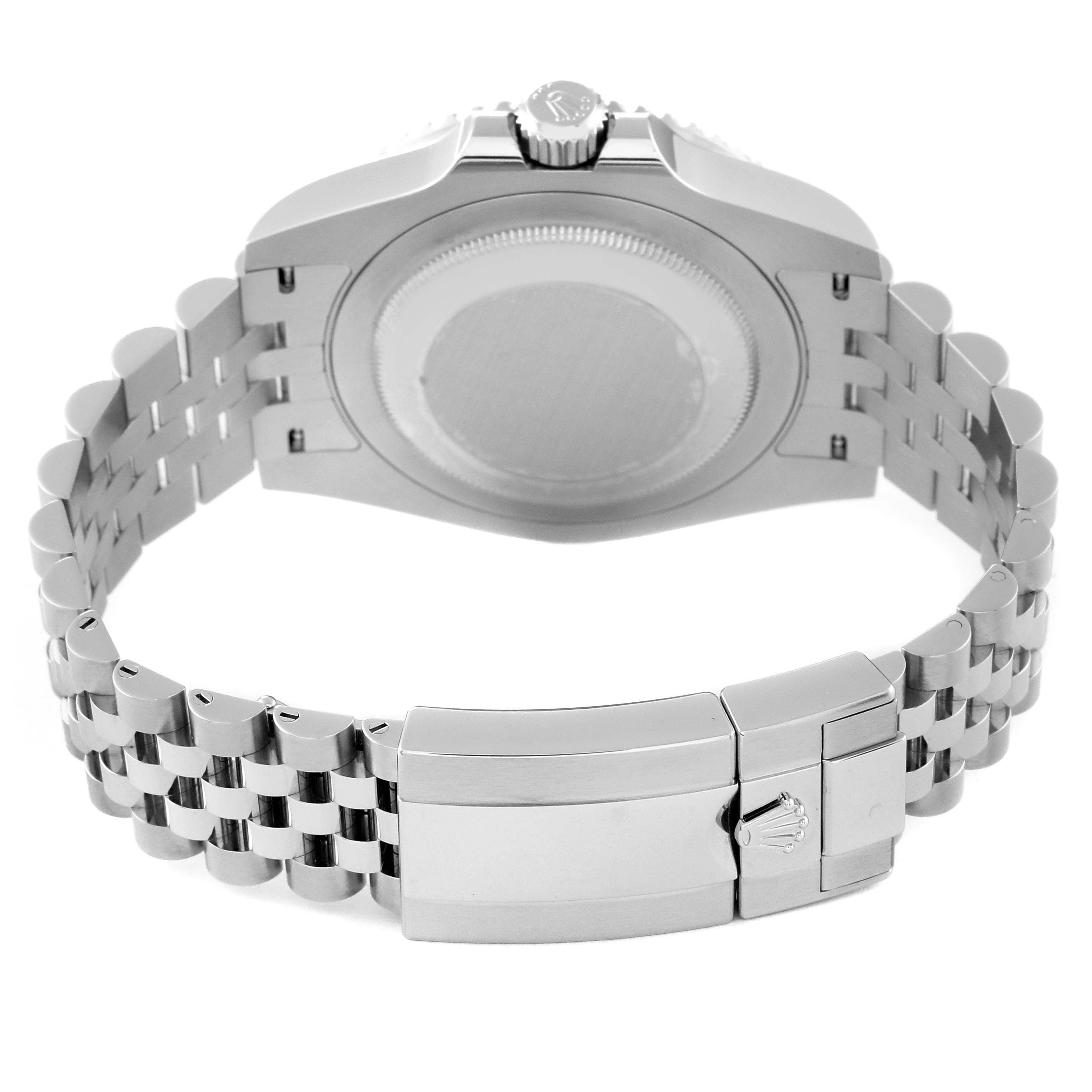 This image shows the back case and bracelet clasp of a Rolex GMT-Master 126720VTNR-0001 Men
s Stainless Steel Black Dial 126720VTNR-0001 Men
s Stainless Steel Black Dial watch from a rear angle.