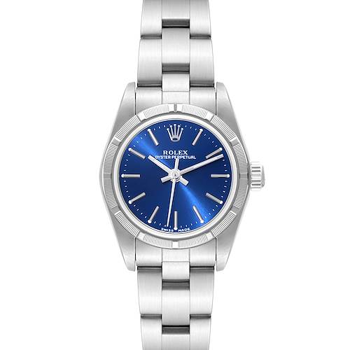 Photo of Rolex Oyster Perpetual NonDate Blue Dial Steel Ladies Watch 76030