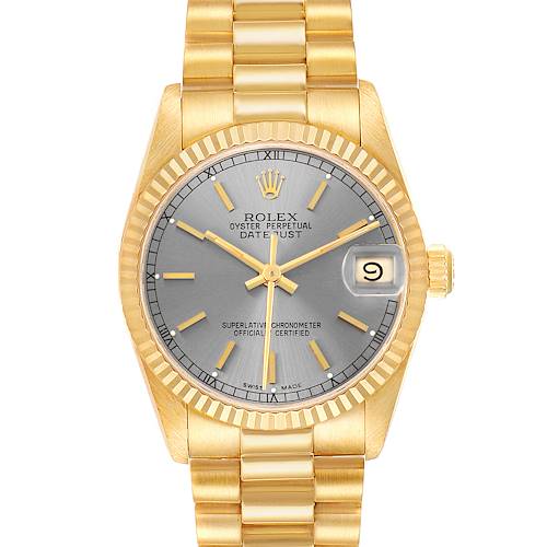 Photo of Rolex President Datejust Midsize Silver Dial Yellow Gold Ladies Watch 68278