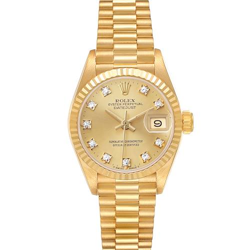Photo of Rolex President Datejust Yellow Gold Diamond Dial Ladies Watch 69178