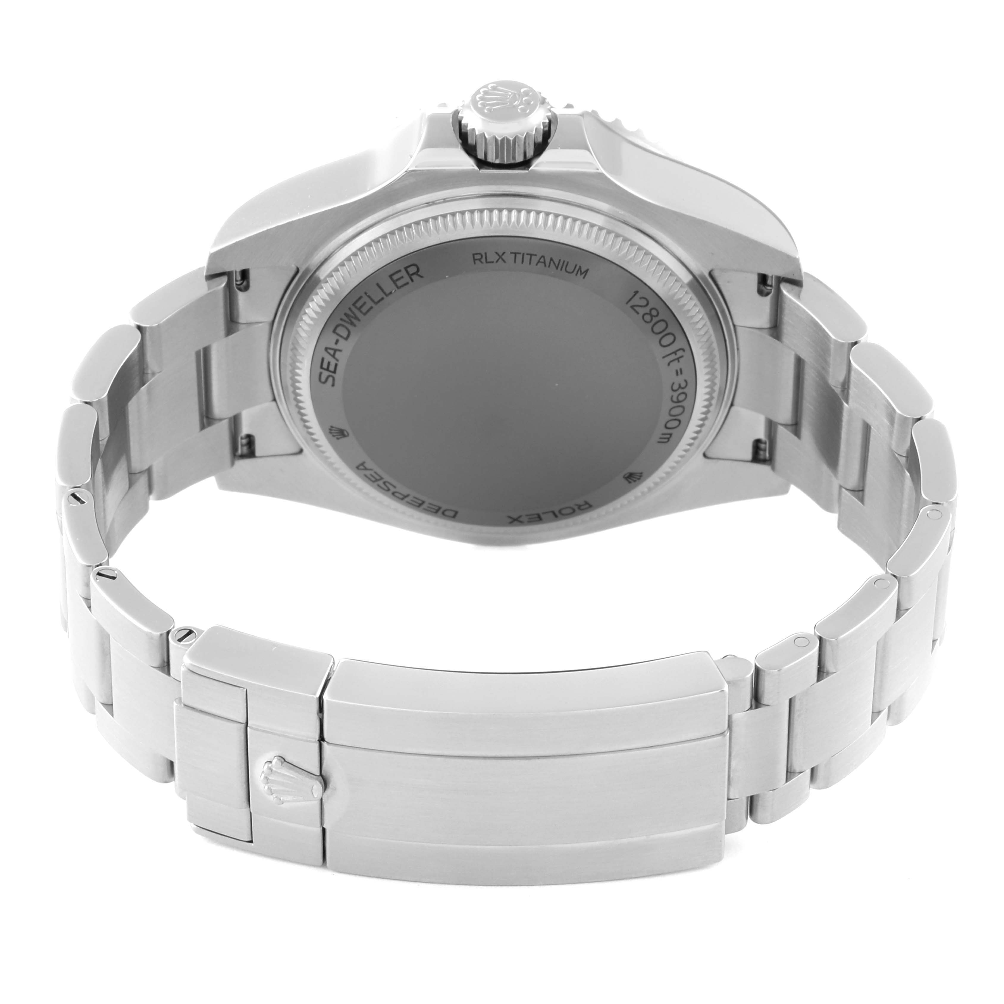 The image shows the back and bracelet clasp of a Rolex Sea-Dweller 136660 Men's Stainless Steel Blue Dial 136660 Men's Stainless Steel Blue Dial watch from a rear angle.