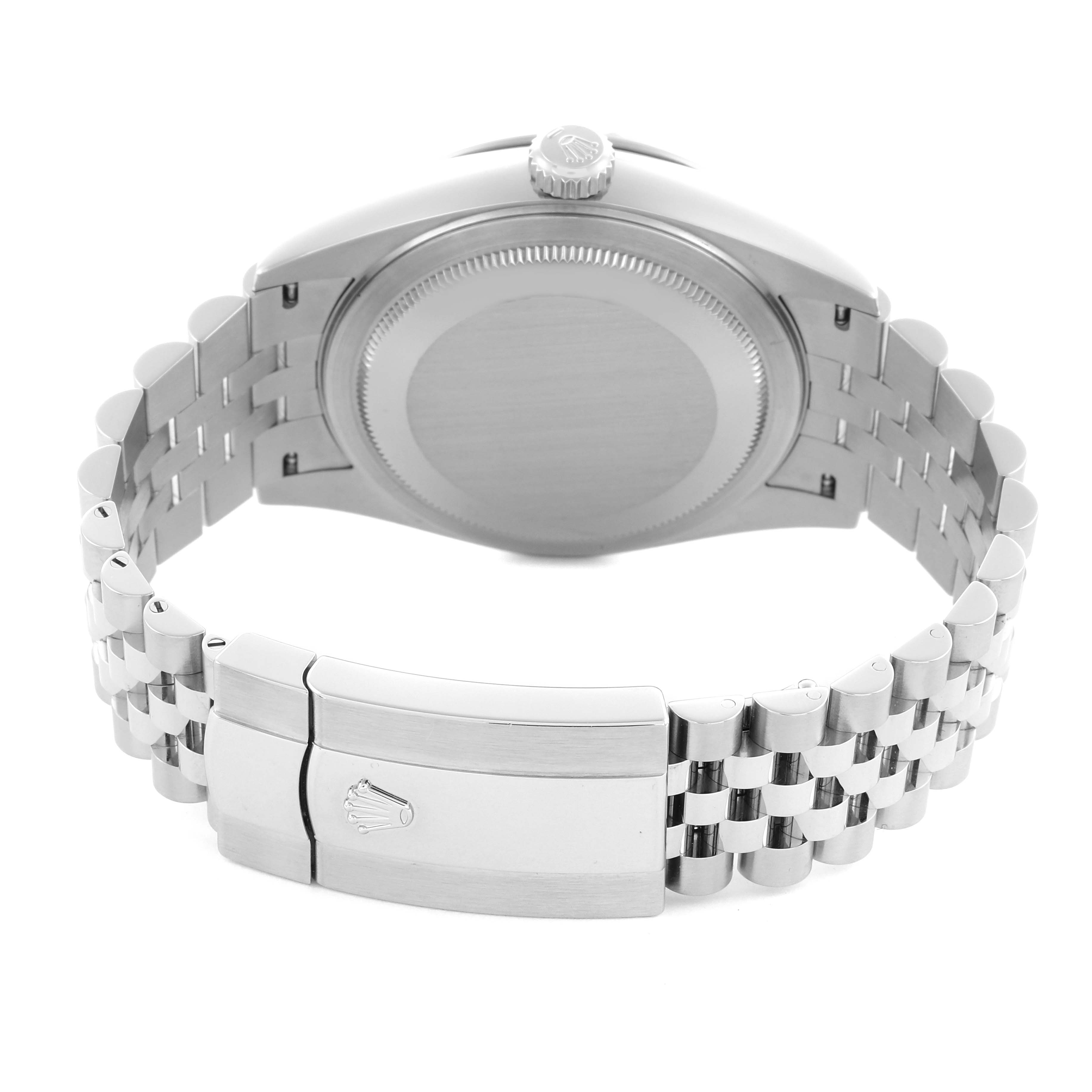 The image shows the back of a Rolex Sky-Dweller 326934 Men
s Stainless Steel Blue Dial 326934 Men
s Stainless Steel Blue Dial, highlighting the bracelet and clasp.