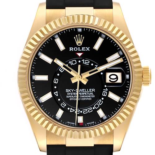 Photo of Rolex Sky-Dweller Yellow Gold Black Dial Oysterflex Mens Watch 326238