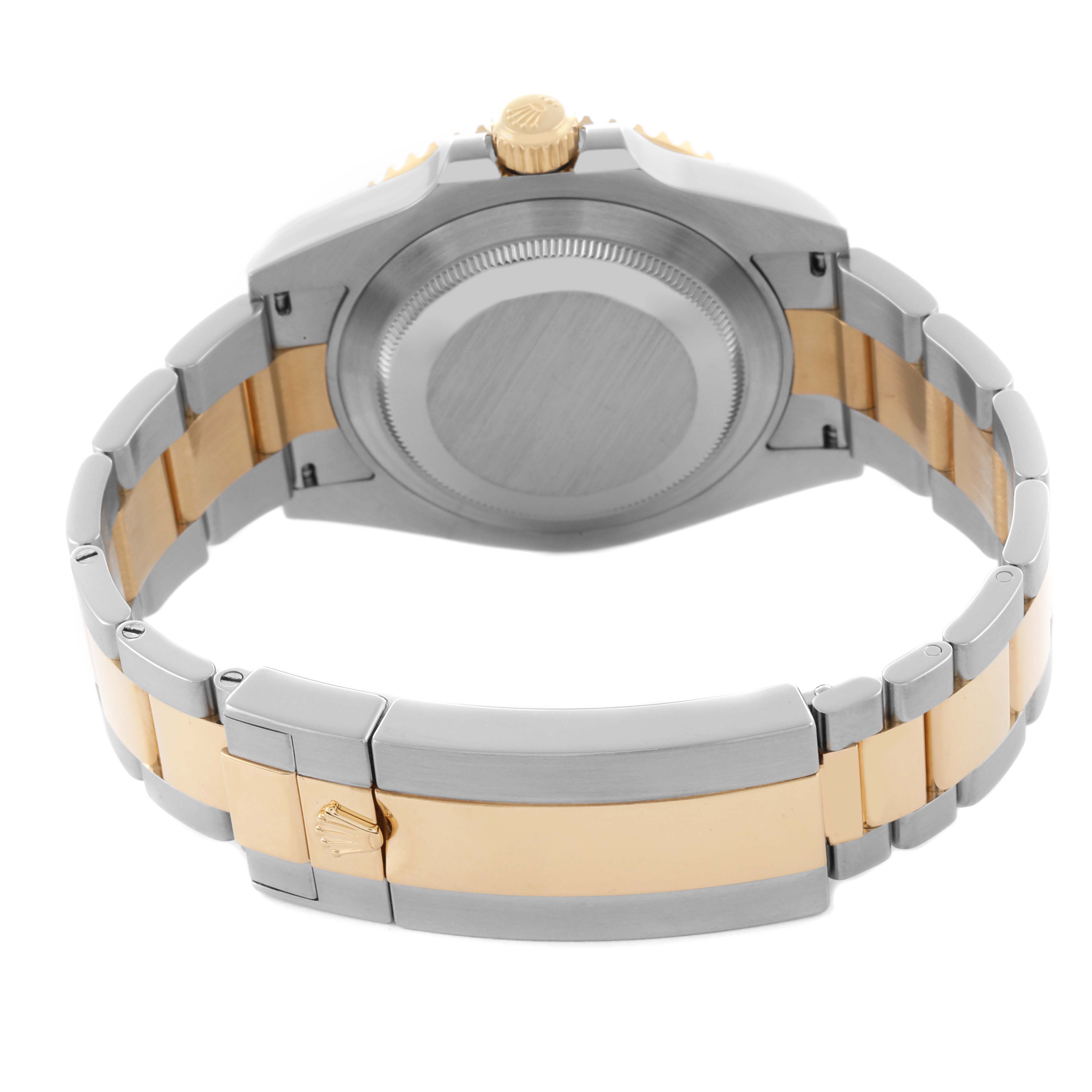 The image shows the back and side of a Rolex Submariner 126613 Men's Steel and Gold (two tone) Blue Dial 126613 Men's Steel and Gold (two tone) Blue Dial watch, featuring its bracelet and clasp.