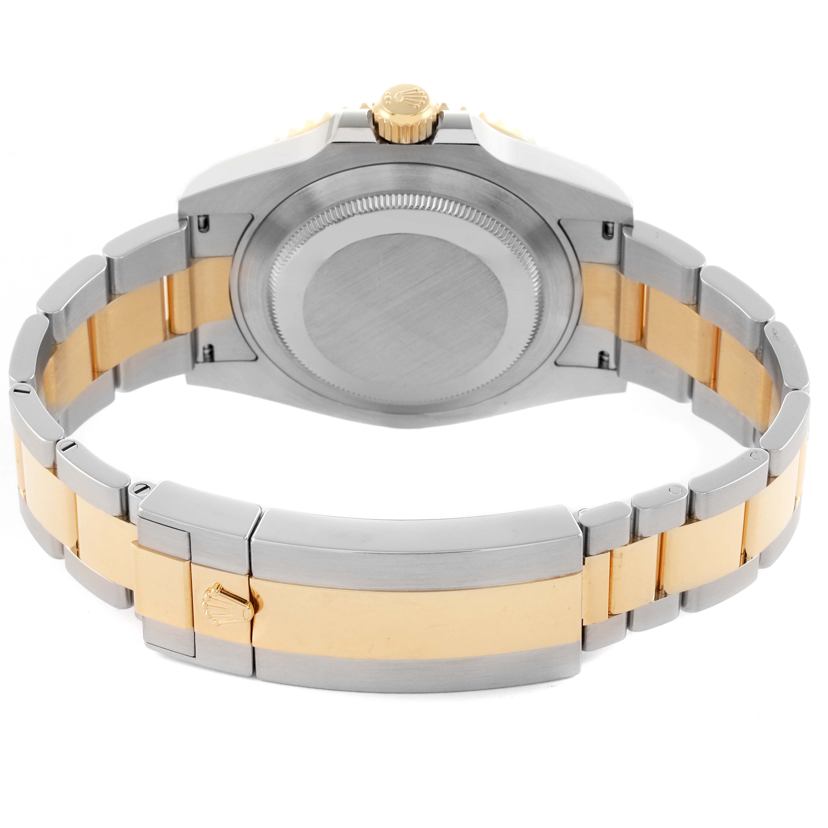 The image shows the back and bracelet of the Rolex Submariner 126613LB Men's Steel and Gold (two tone) Blue Dial 126613LB Men's Steel and Gold (two tone) Blue Dial, highlighting the clasp and case back.