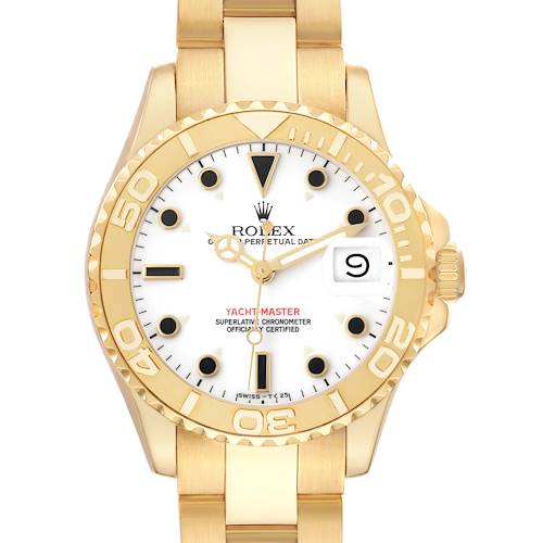 Photo of Rolex Yachtmaster Midsize Yellow Gold White Dial Mens Watch 68628