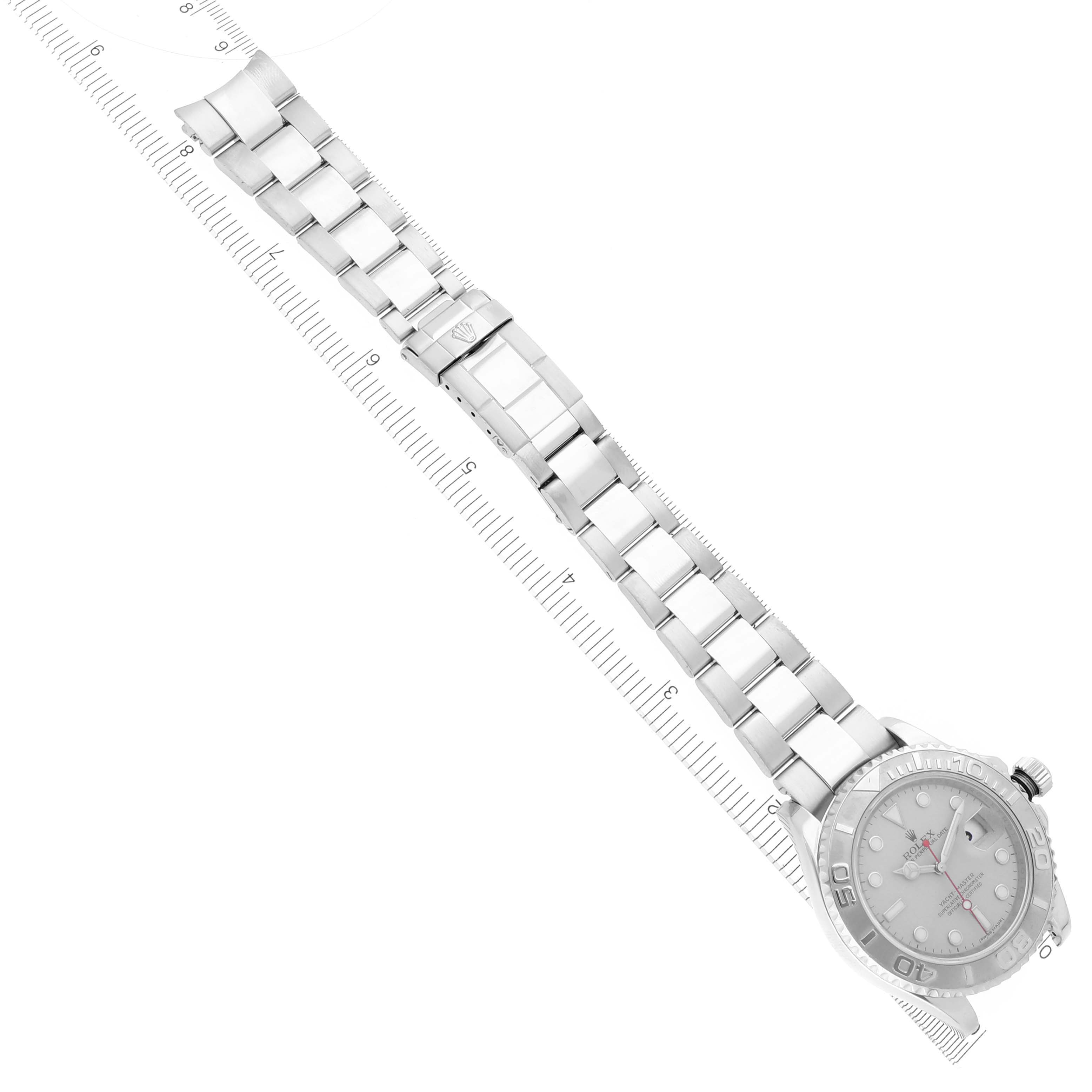 The Rolex Yacht-Master 16622 Men's Stainless Steel Silver Dial 16622 Men's Stainless Steel Silver Dial watch is displayed diagonally, showing the full band and face.