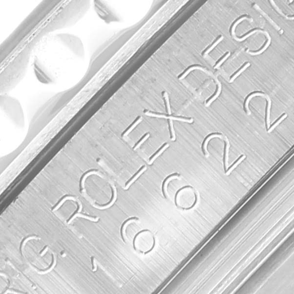 The image shows a close-up of the inner edge with engraved details of the Rolex Yacht-Master 16622 Men's Stainless Steel Silver Dial 16622 Men's Stainless Steel Silver Dial model.