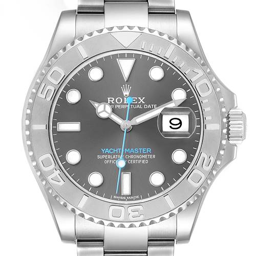 Photo of Rolex Yachtmaster Steel Platinum Rhodium Dial Mens Watch 116622