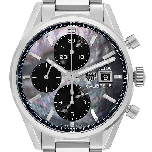 Photo of Tag Heuer Carrera Black Mother Of Pearl Japanese Special Edition Steel Mens Watch CBK2116 Box Card