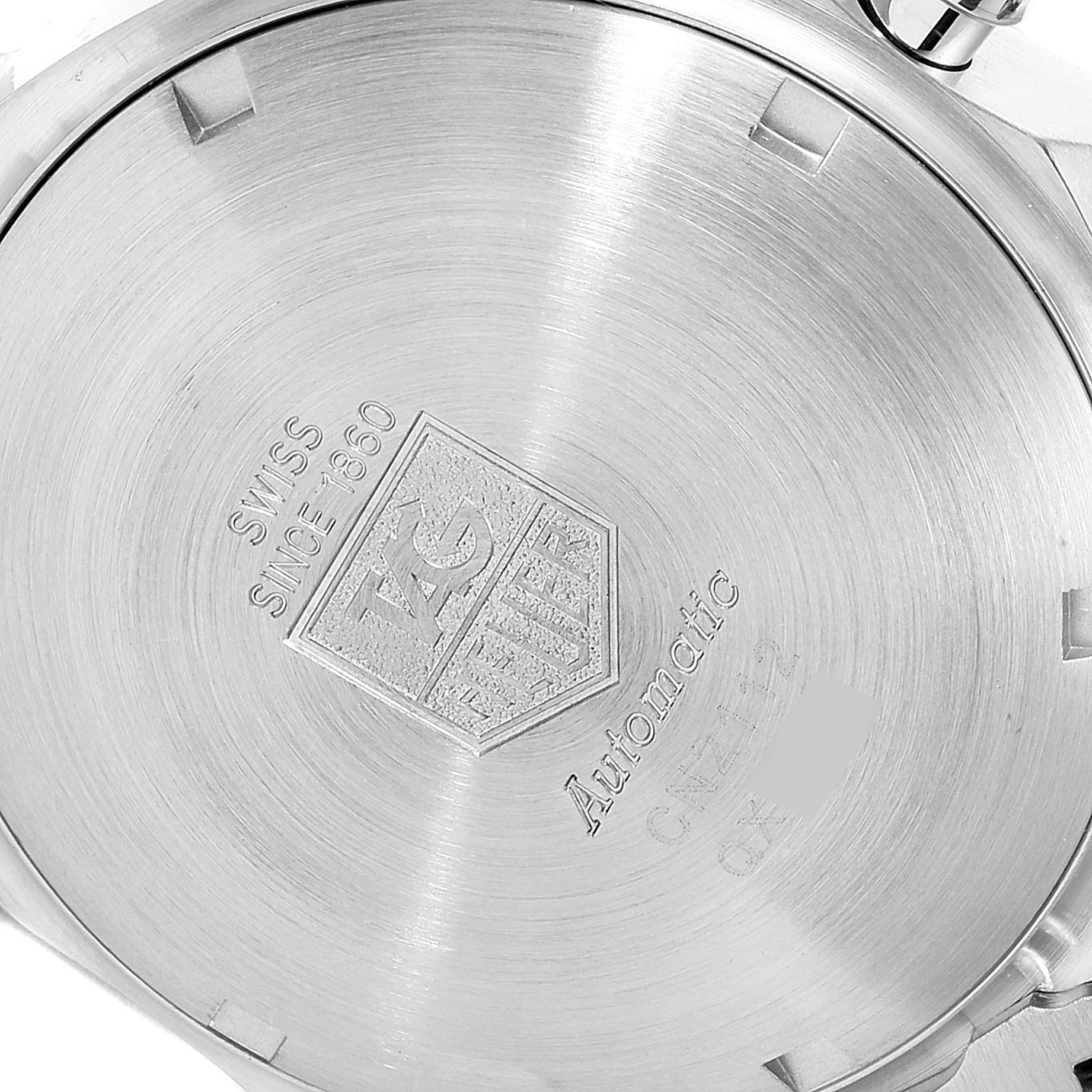 The image shows the case back of a Tag Heuer Aquaracer CN2112.BA0339 Men's Stainless Steel Blue Dial CN2112.BA0339 Men's Stainless Steel Blue Dial watch, highlighting the brand logo and model information.