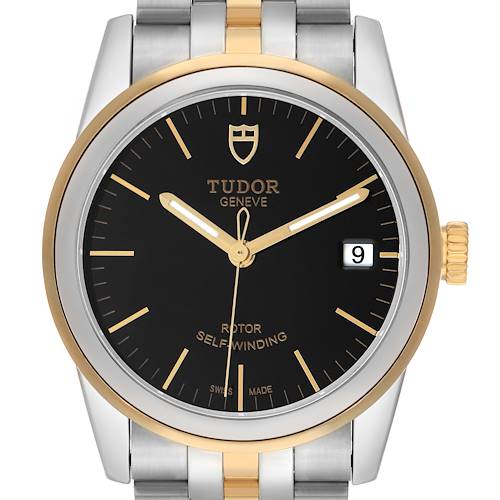 Photo of Tudor Glamour Date Black Dial Steel Yellow Gold Mens Watch 55003
