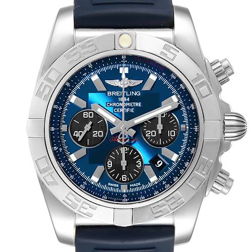 Photo of Breitling Chronomat 01 Blue Dial Steel Mens Watch AB0110 Box Papers