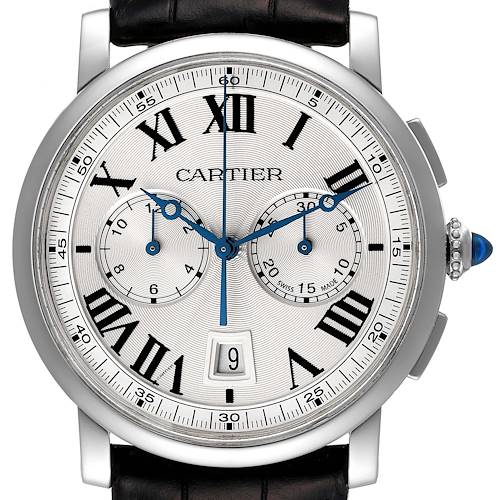 Photo of Cartier Rotonde Chronograph Silver Dial Steel Mens Watch WSRO0002 Box Papers