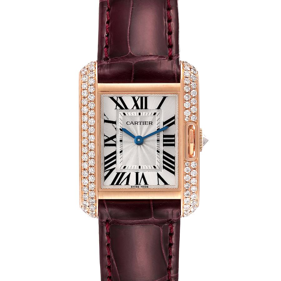 Cartier Tank Anglaise Rose Gold Silver Dial Diamond Ladies Watch WT100013 SwissWatchExpo