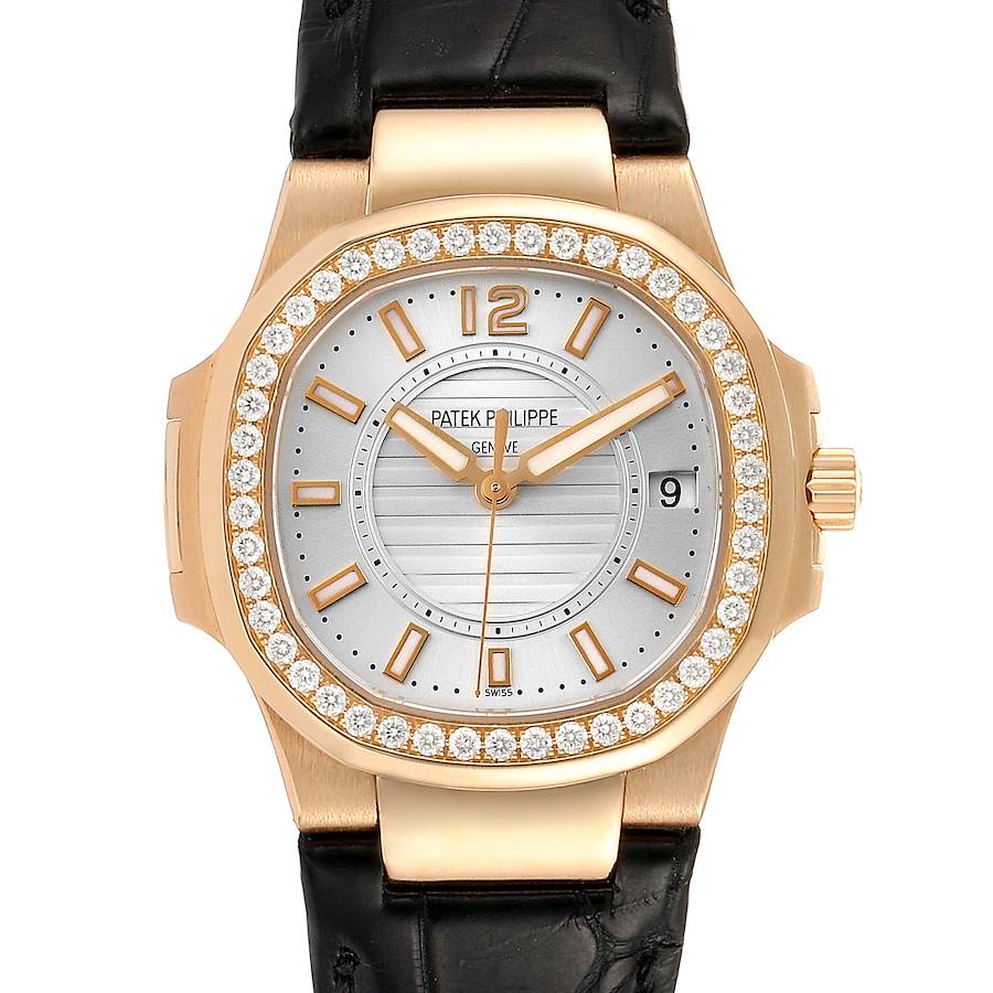 Patek Philippe Nautilus Rose Gold Diamond Silver Dial Ladies Watch 7010 SwissWatchExpo
