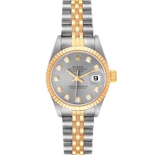 Photo of Rolex Datejust Steel Yellow Gold Slate Diamond Dial Ladies Watch 69173