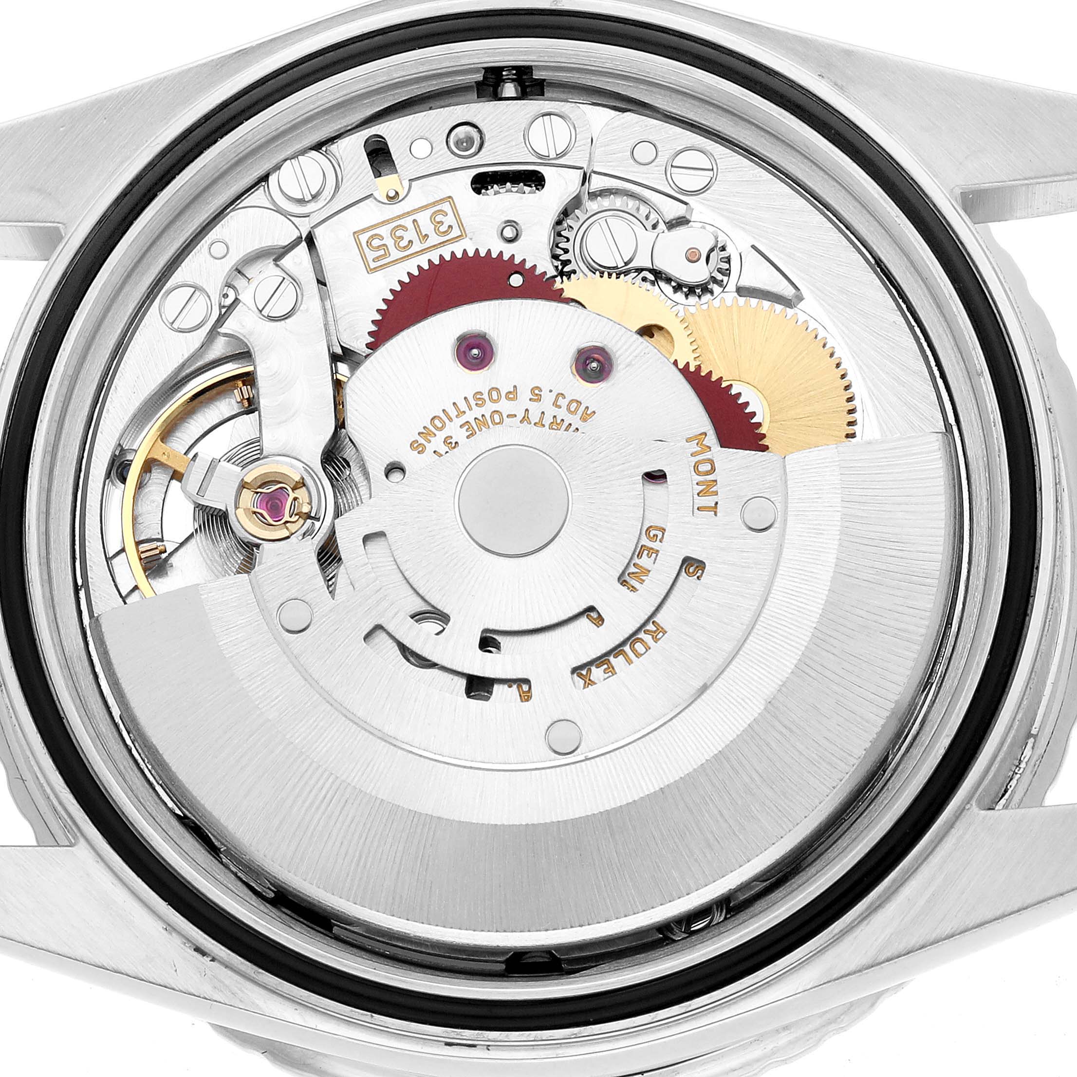 The image shows the open caseback of a Rolex Turn-o-Graph 16264 Men's Stainless Steel Black Dial, displaying the intricate movement and gears.