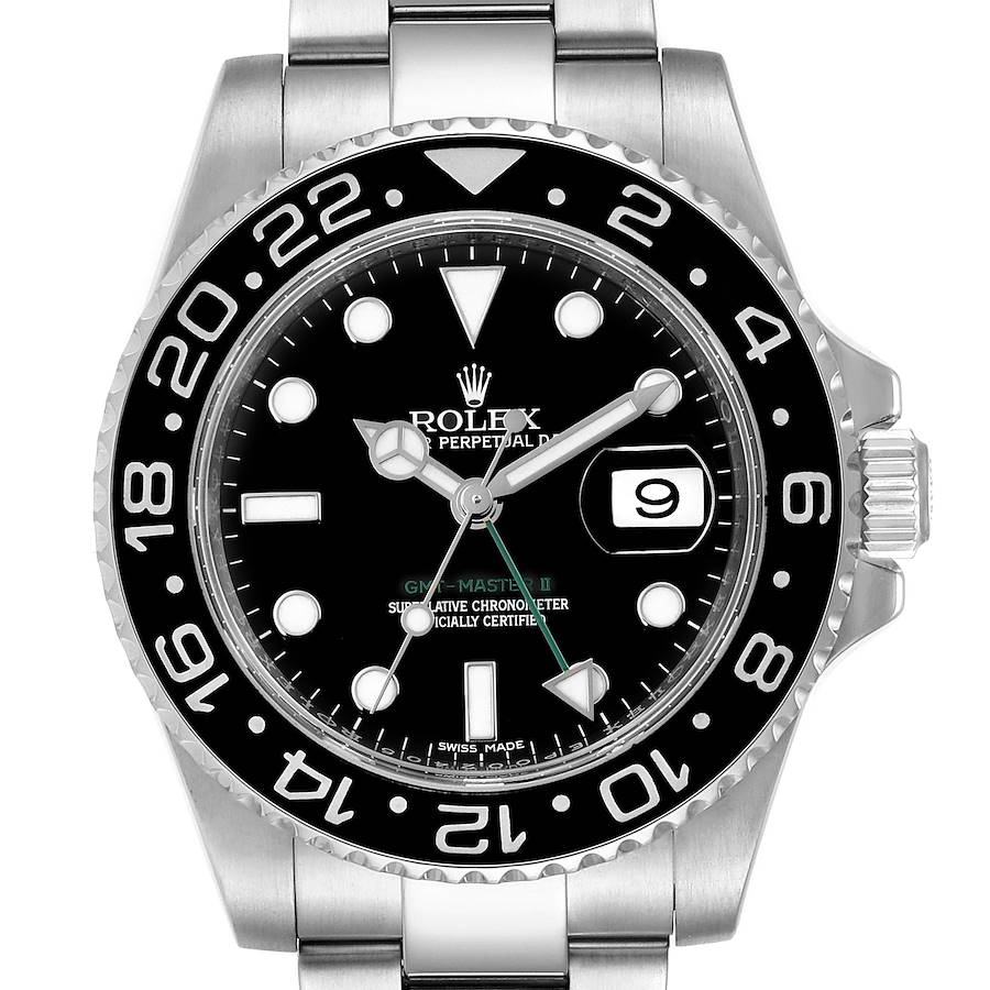 Rolex GMT Master II Black Dial Steel Mens Watch 116710 Box Card SwissWatchExpo