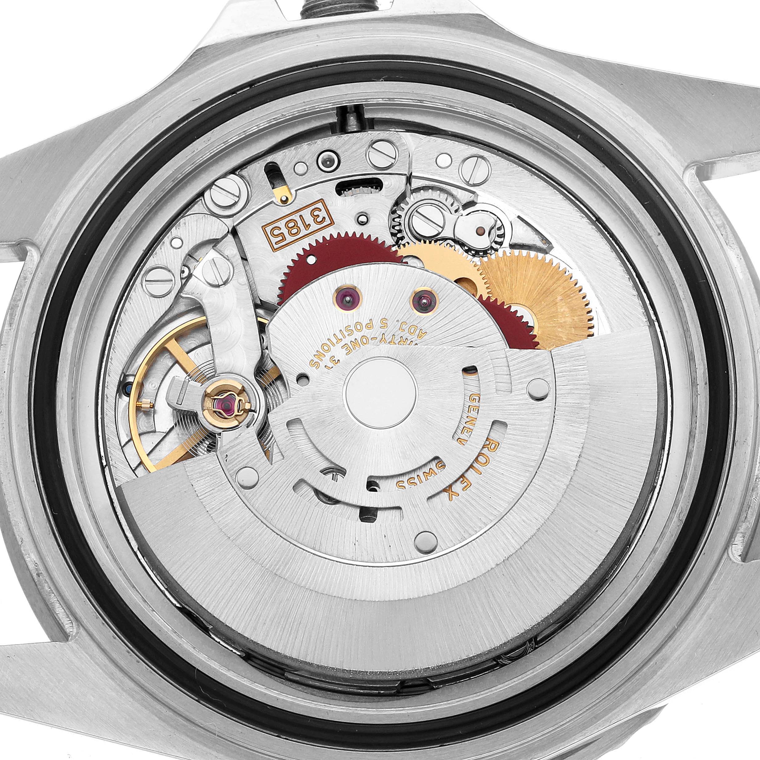 The image shows the movement of a Rolex GMT-Master 16710 Men's Stainless Steel Black Dial watch, viewed from the back.