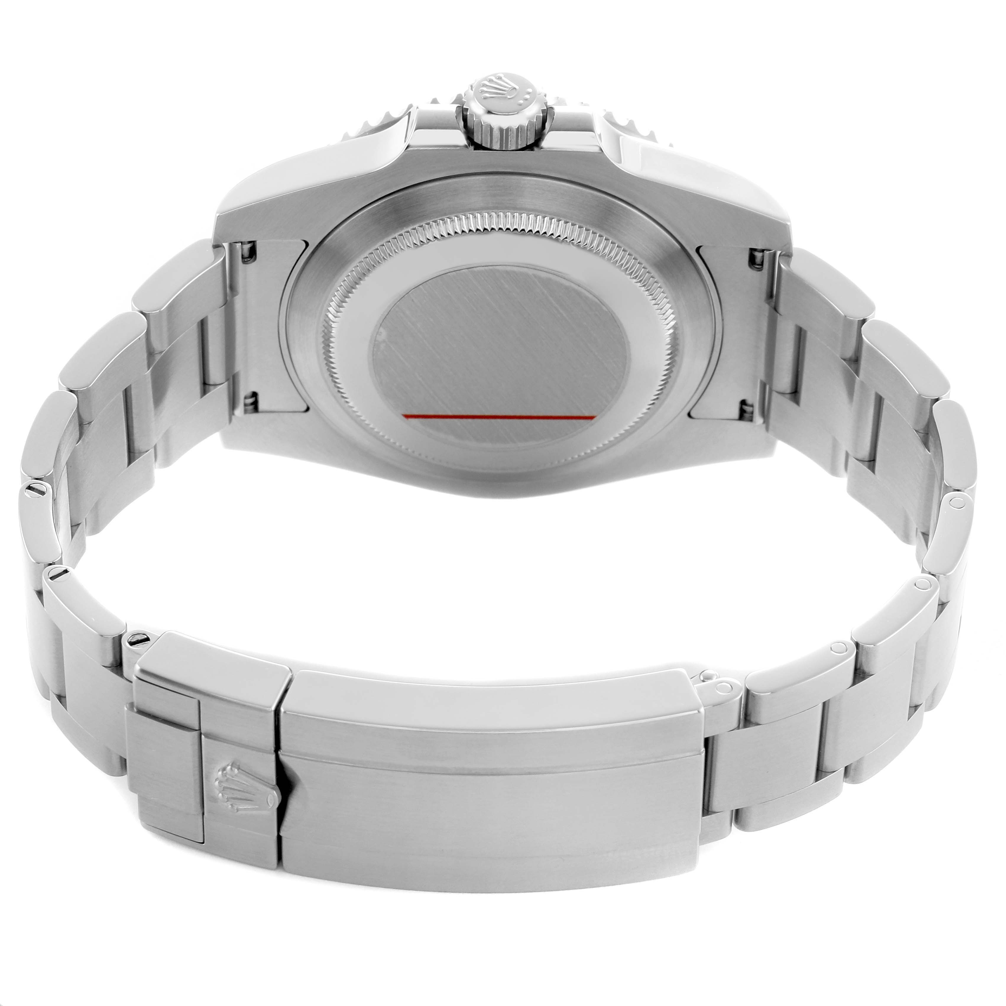 The image shows the back case and bracelet of a Rolex Submariner 116610LN Men's Stainless Steel Black Dial, viewed from a rear angle.