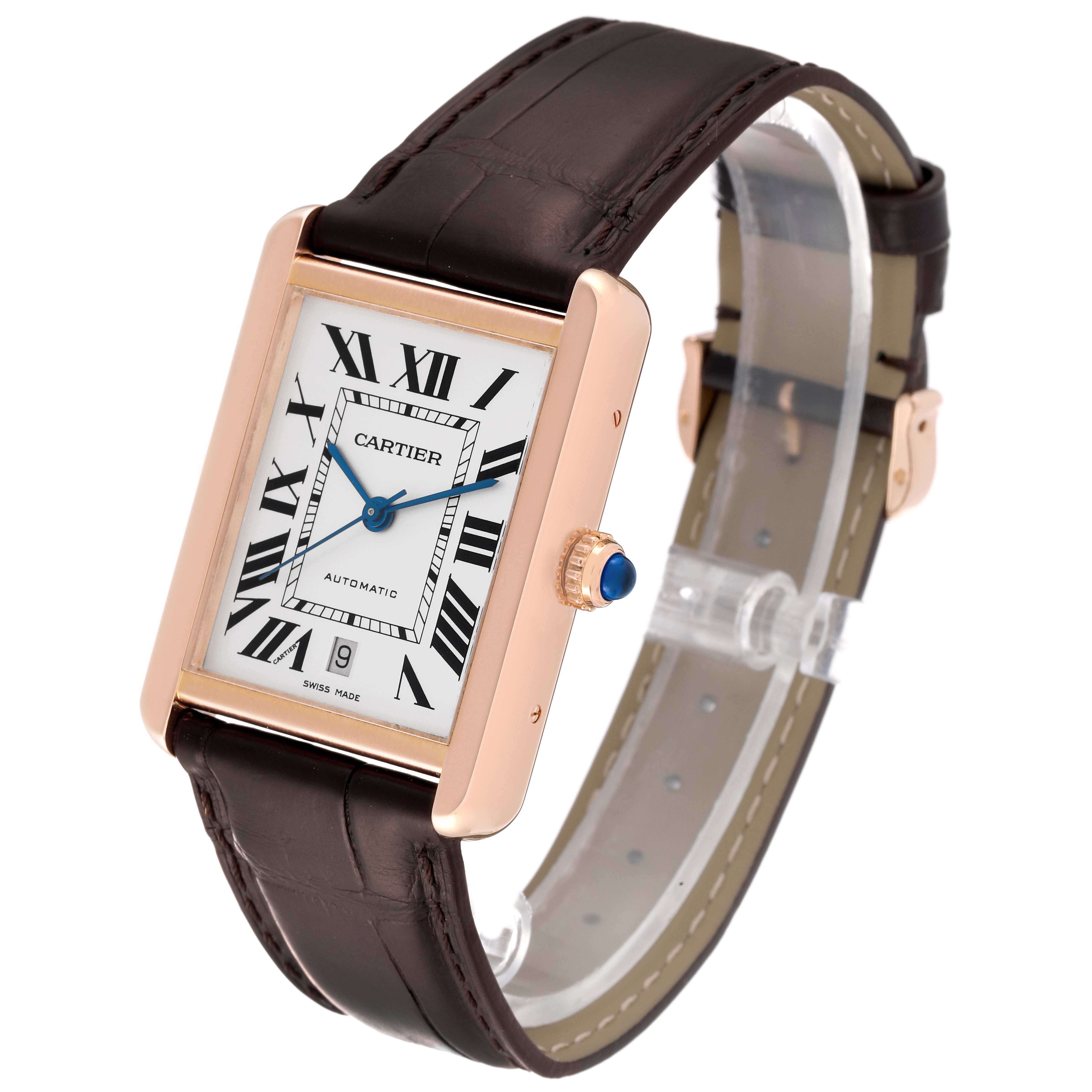 The Cartier Tank Solo W5200026 Men
s Steel and Gold (two tone) Silver Dial W5200026 Men
s Steel and Gold (two tone) Silver Dial watch is shown from a three-quarter front angle, highlighting the face, bezel, and strap.