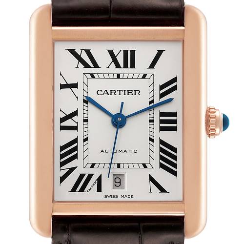 Photo of Cartier Tank Solo XL Rose Gold Steel Silver Dial Mens Watch W5200026