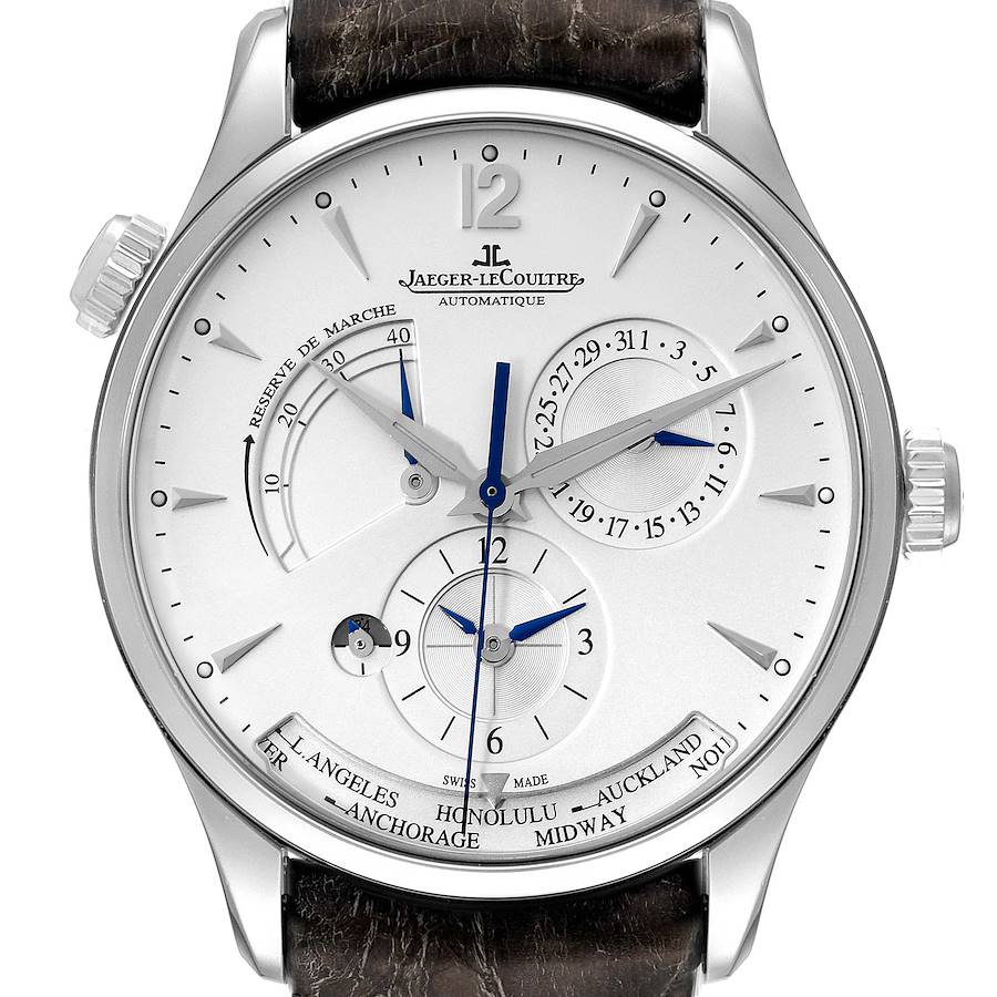 Jaeger Lecoultre Master Geographic Mens Watch 176.8.29.S Q1428421 Box Papers SwissWatchExpo