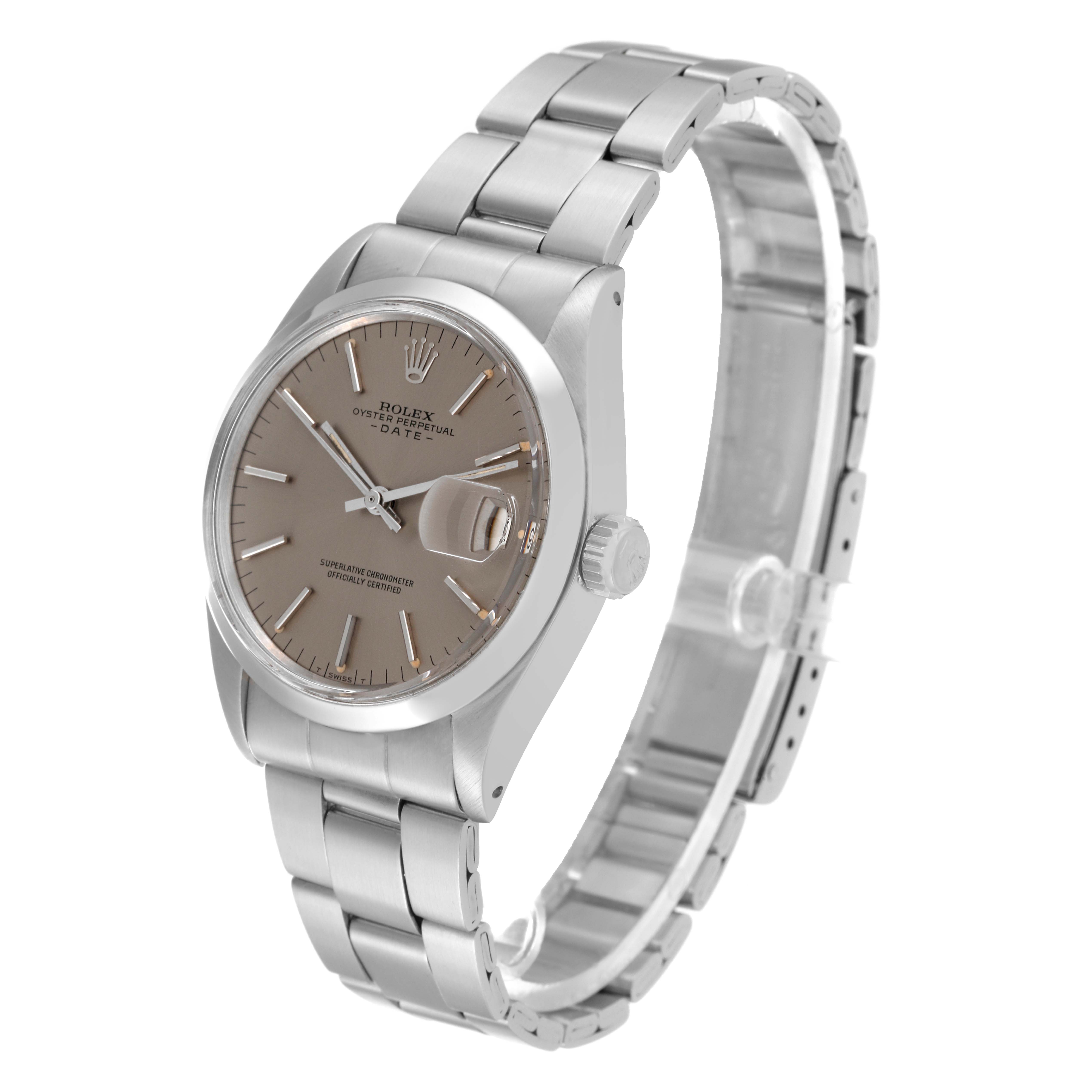 The Rolex Vintage Collection 1500 Men's Stainless Steel Grey Dial 1500 Men's Stainless Steel Grey Dial watch is shown from a three-quarter angle, displaying the face, bezel, crown, and bracelet.