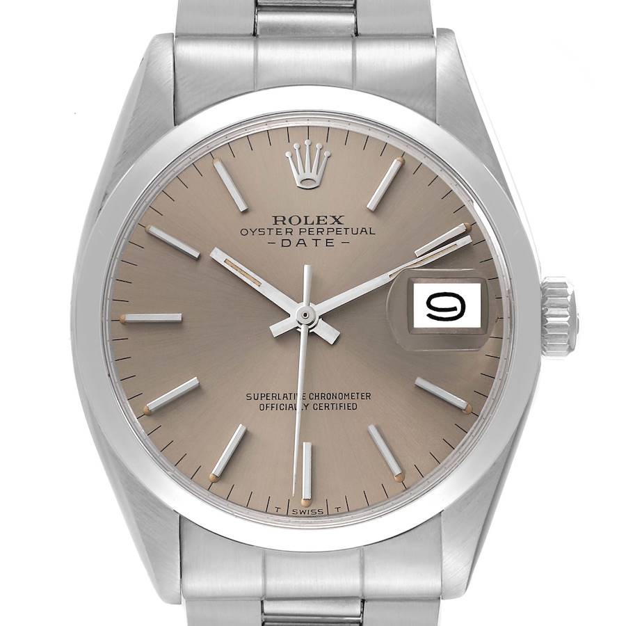 Rolex Date Grey Dial Vintage Steel Mens Watch 1500 SwissWatchExpo